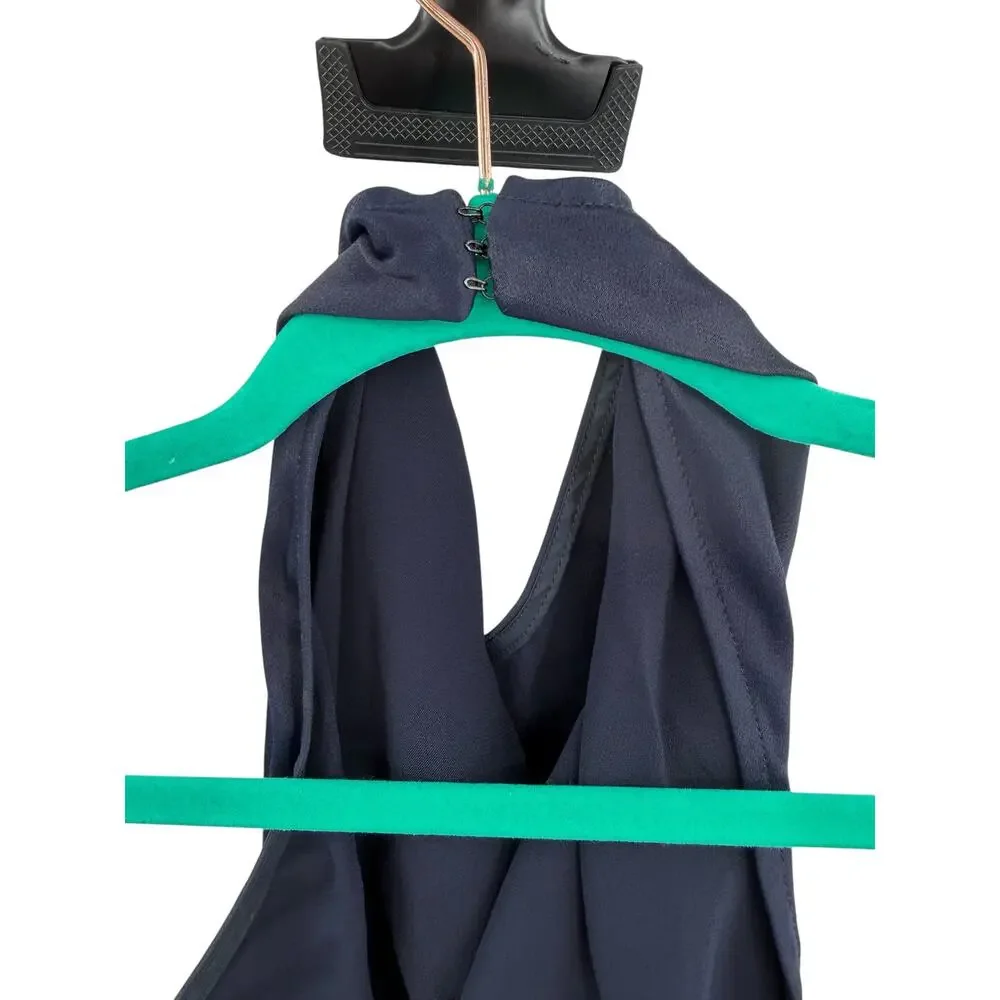 Reiss Corina Halter Neck Wide Leg Jumpsuit Night Navy Tie Waist US 10